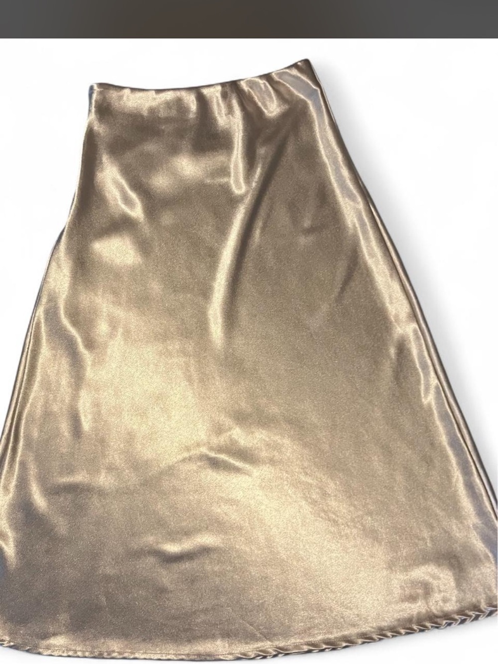 SHEIN Champagne Satin A-Line Skirt